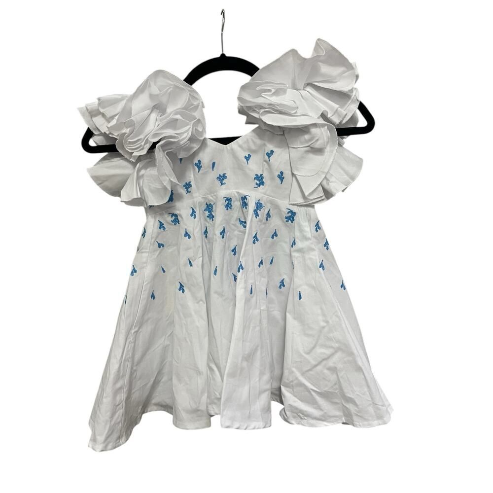 Girls Fanm Mon Galata Linen Dress Size 2 Toddler Formal Embroidered